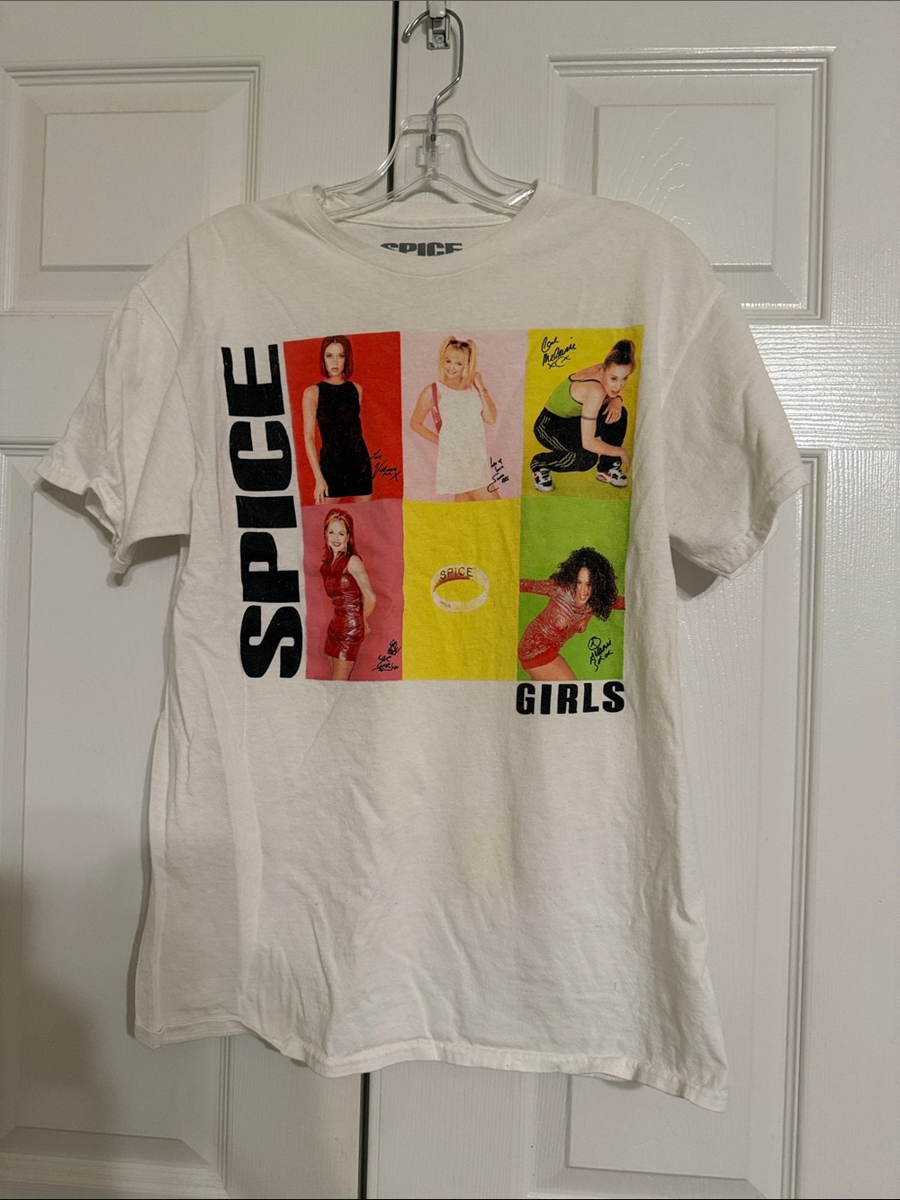 Spice Girls White Graphic Tee - Spice Girls Vintage Photo Grid